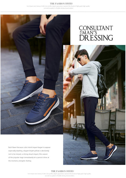 Sapatos masculinos de couro tênis tendência casual italiano respirável lazer masculino tênis calçados antiderrapantes sapatos vulcanizados masculinos