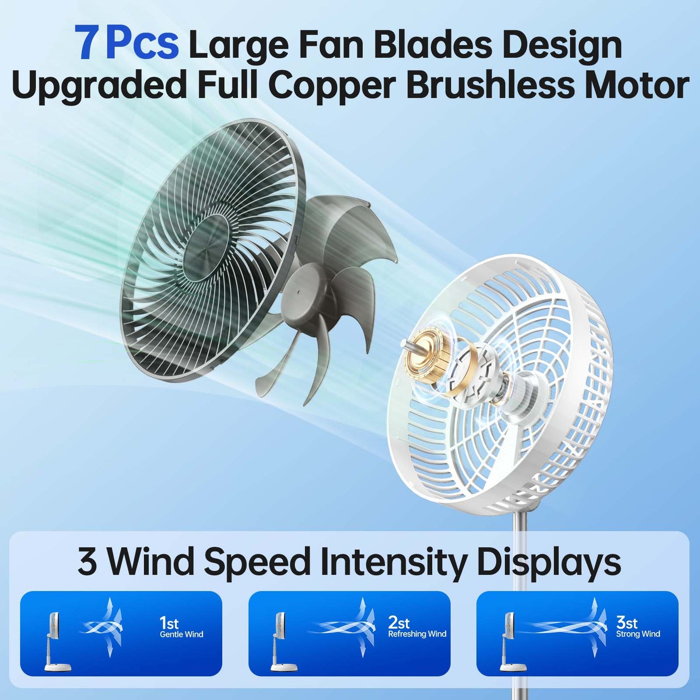 7200mAh outdoor portable silent remote control desktop vertical automatic shaking fan aluminum alloy telescopic timed home fan