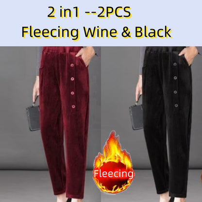 Casual Winter Thin & Thick Fleece Harem Pants Office Lady Solid Elegant Trousers Slim Women's Pants Retro Vintage Casual Pants