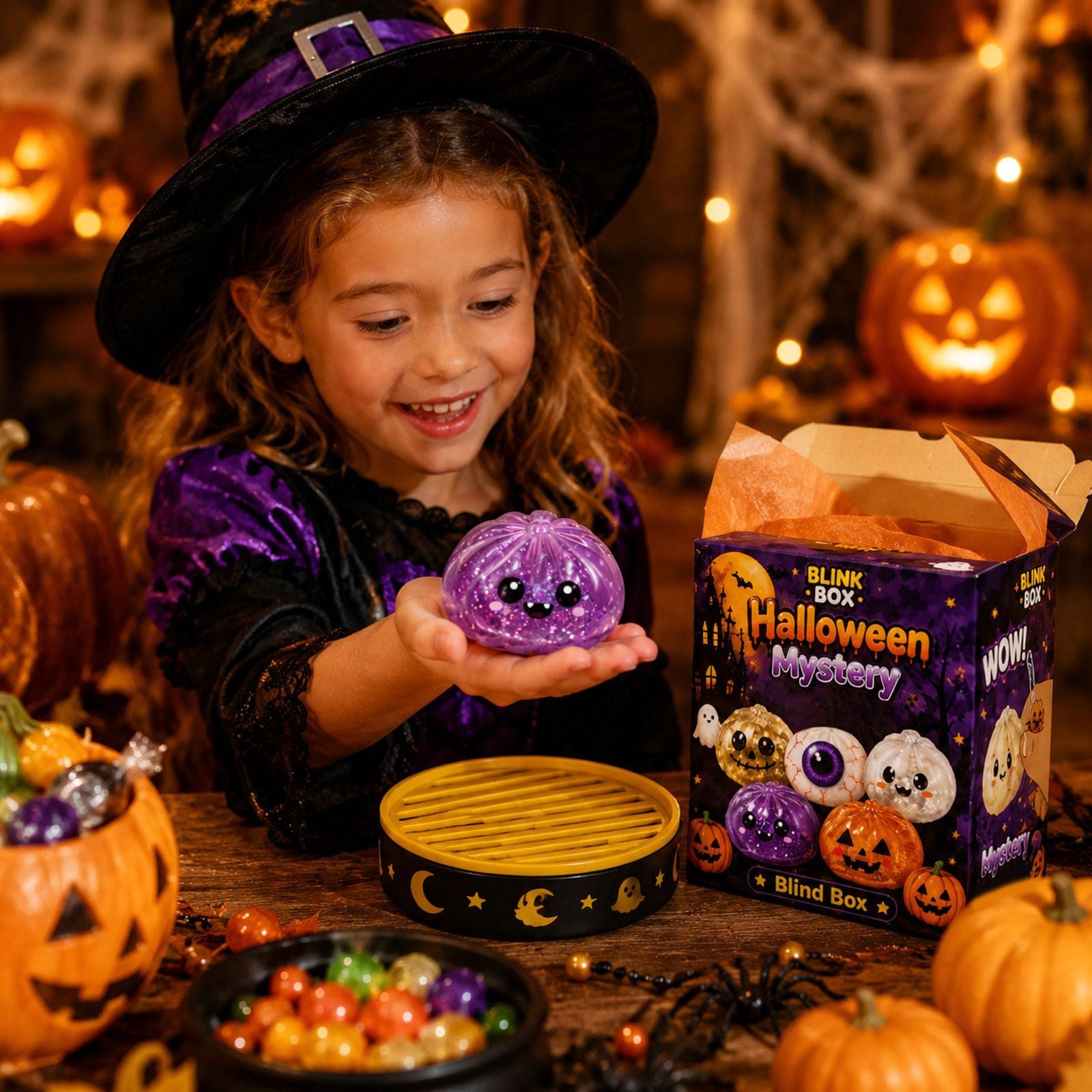5.5cm Halloween ghost pinch music creative new squeeze decompression toy pinch decompression gift box set