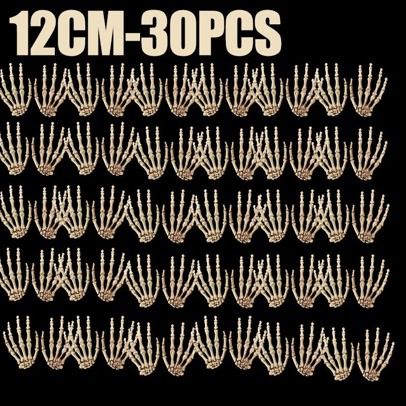 1 Pair Of Halloween Skeleton Hands Haunted House Bar Party Plastic Horror Props Dummy Hands Bones Halloween Scene Decor Supplies