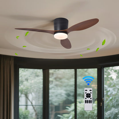 Ceiling Fan With Light,42 Inch Low Profile Ceiling Fan with remote control, For Indoor and Covered Outdoor