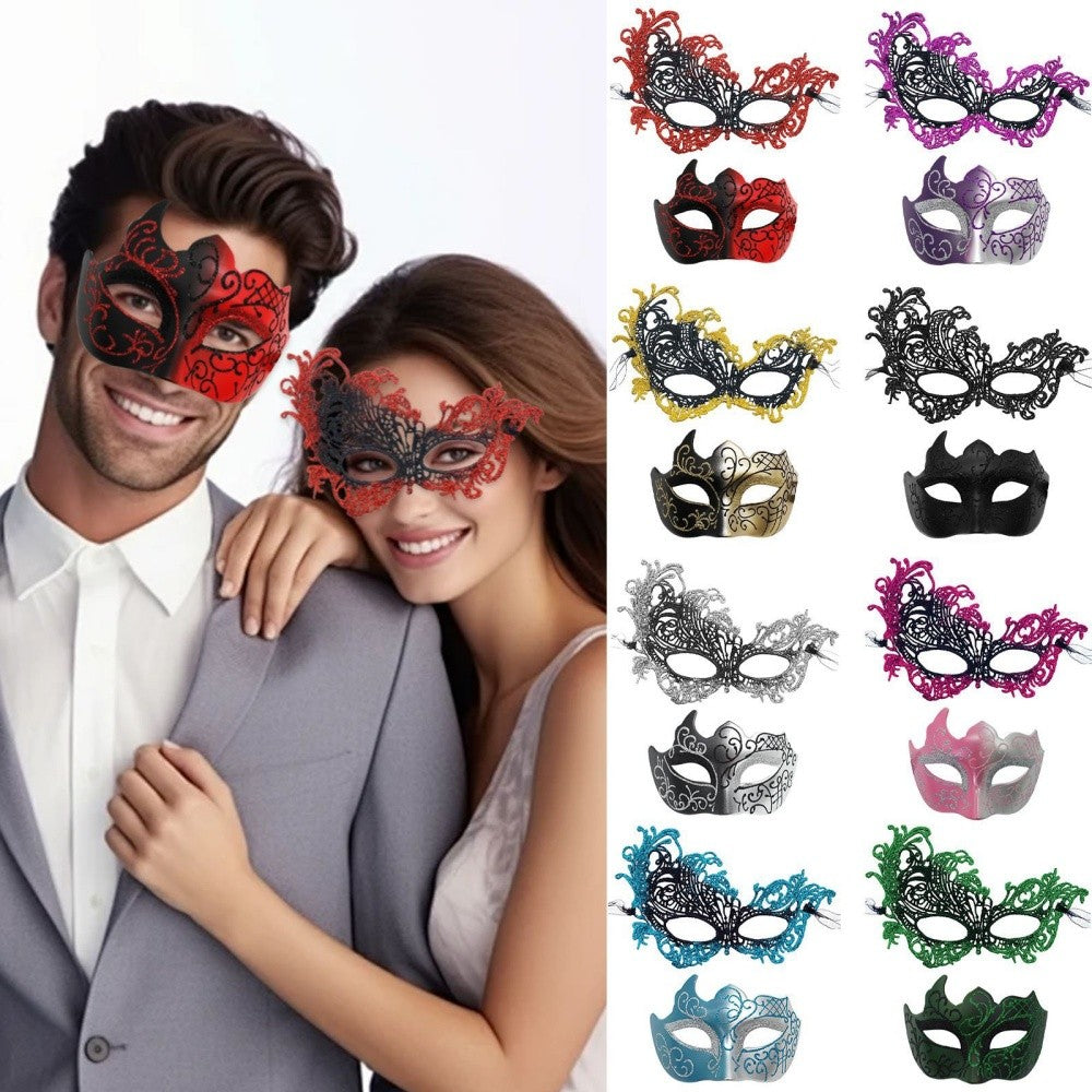 2PCS/set Couple Masks Lace Women Mask Men Painted Half Face Mask Eye Mask Set Party Masquerade Wedding Decoration Costume Prom