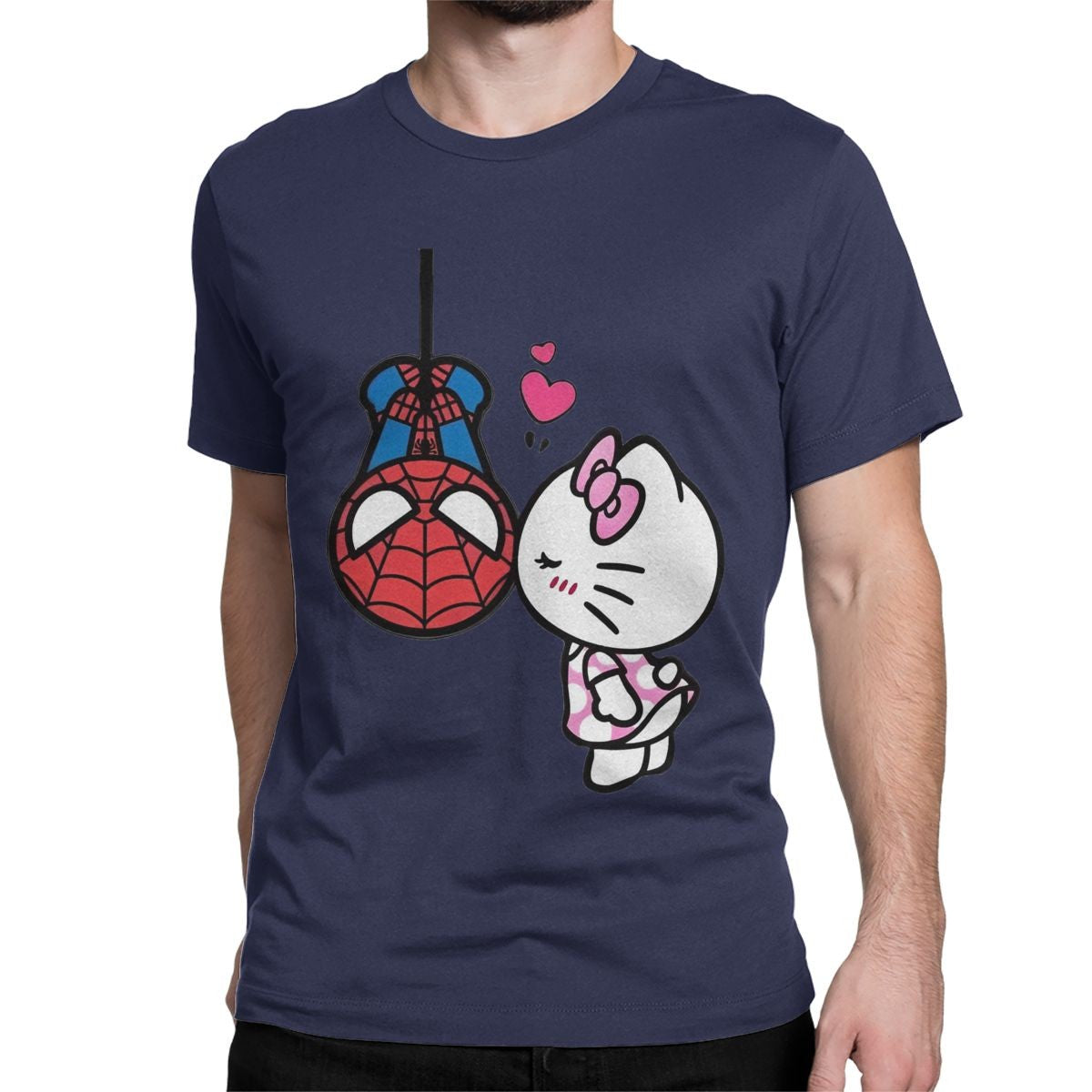 Men Women's Hello Kitty Love Spiderman Cartoon T Shirts Pure Cotton Clothes Vintage Short Sleeve Tees 4XL 5XL 6XL T-Shirts
