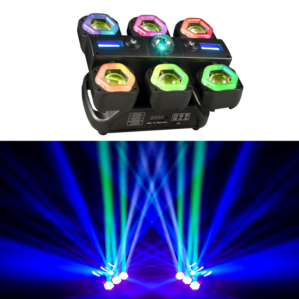 New 120W 6*15W Beam Effect Moving Head RGBW Wash for Dj Disco Party Wedding Show Bar Golden Light Bluemoon Pro Stage Lighting