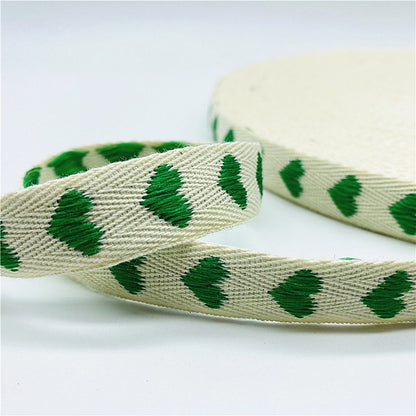 5yards/Lot 15mm 100% Cotton Ribbon Heart Handmade Hserring Bone Ribbon For Apparel Sewing Fabric DIY Christmas Decoration