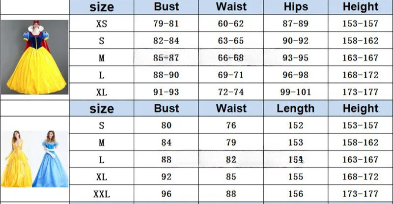 Anime clothing Adult Cosplay Dress Cinderella Costume Snow White Princess Dress Stage clothes Halloween Fancy Dress Ball Gown