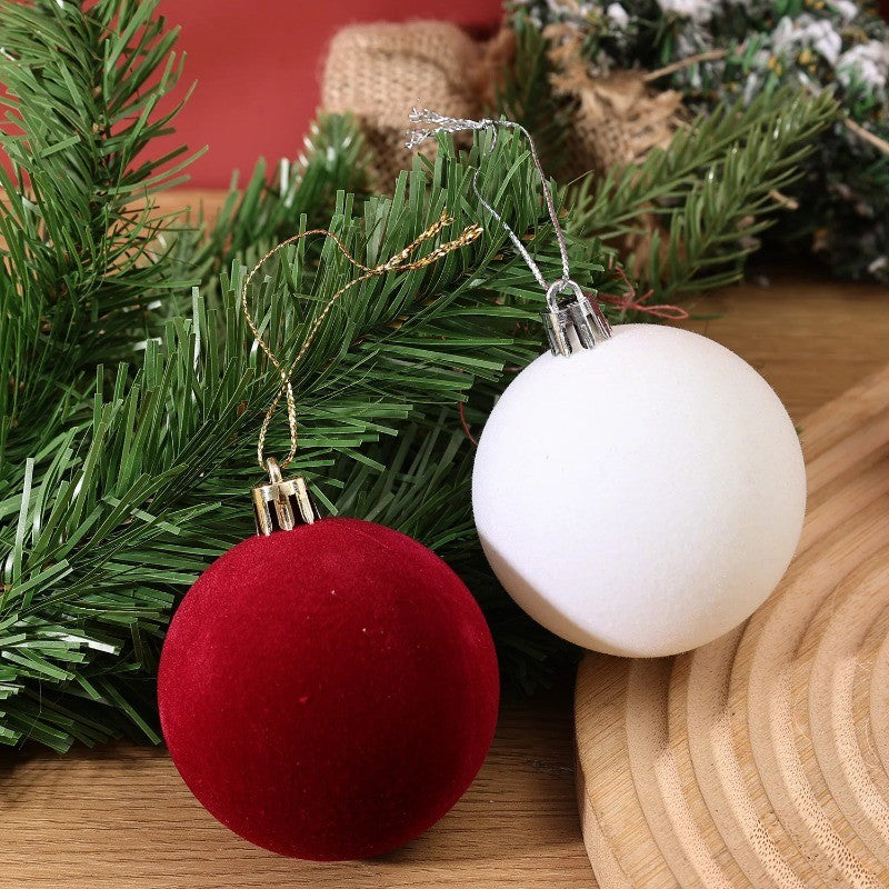1/30pcs Wine Red Christmas Ball Velvet Round Christmas Balls Xmas Tree Ornaments Ball Hanging Pendants New Year Party Decor