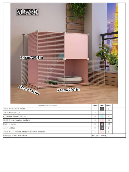Gaiola para Gatos para Uso Doméstico, Casa para Gatos Interna com Espaço Livre, Abrigo para Gatos, Ninho para Gatos, Gaiola para Pets, Vila para Gatos Pequenos de Três Andares