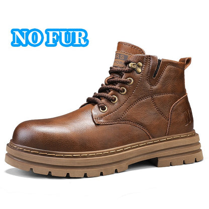 Luxury Brand Men's Lace-Up Shoes Winter Classic Mens High Top Boots Man Korean Version Casual Shoes Male Leather Fashion Boots