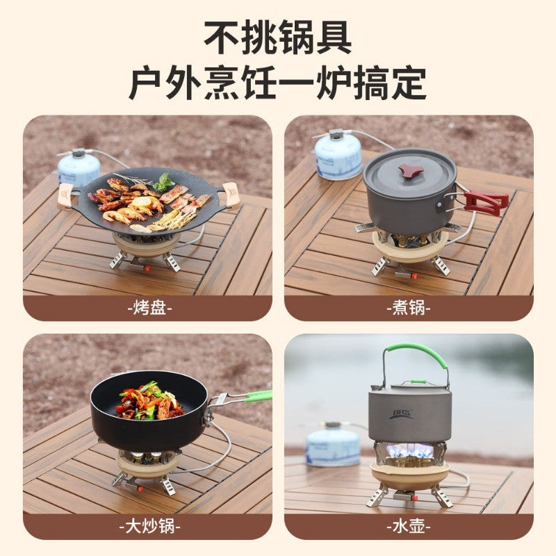 BRS-201A Five-core Fire Stove, Cassette Butane Liquefaction Portable High-power Gas Stove with Electronic Igniter Split Cooktops