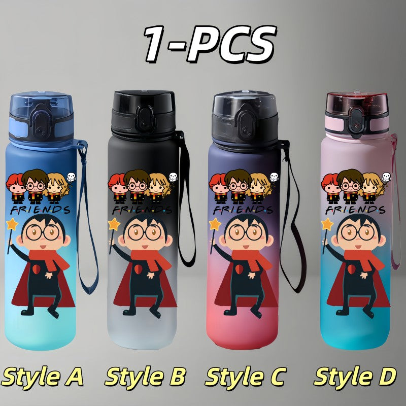 Garrafa de Água Portátil Harry Potter de Grande Capacidade com Personagens de Anime para Uso Externo, com Corda, à Prova de Vazamentos, Presente para Meninos e Meninas