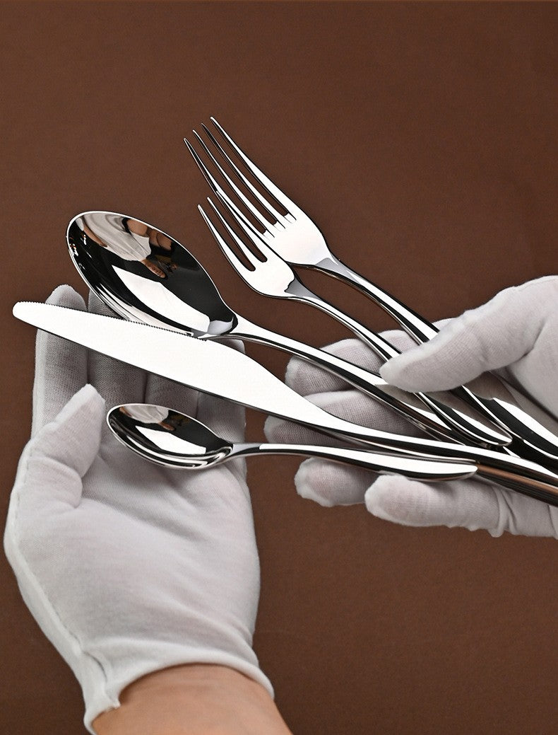 5Pcs 304 stainless steel cutlery set steak knife and fork Hotel restaurant kitchen Home commercial high-end dinnerware