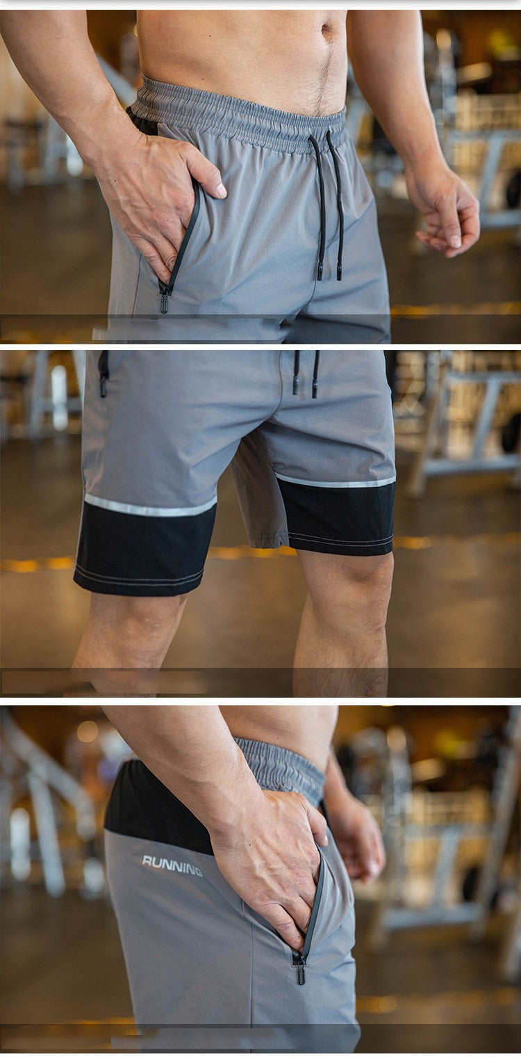 Men Beach Shorts Male Gym Fitness Sport Short Pants Joggers Basketball Sportswear Bodybuilding Loose Plus Size Zip Pocket