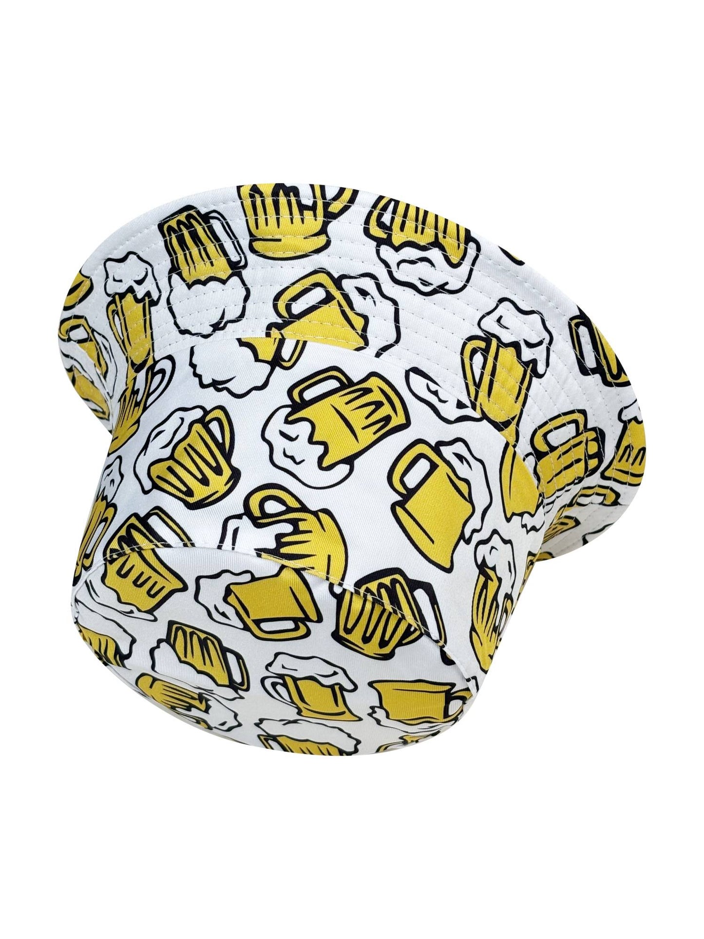 Beer Cheers Party Bucket Hat, Reversible Wear Foldable Lightweight Design,Cartoon Pattern Basin Hat,Unisex Casual Sun Hat for Beach and Festival Party Use