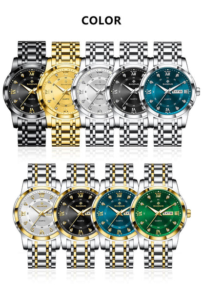 LIGE Brand BANGWEI Quartz Man Watch Fashion Stainless Steel Band Business Luxury Diamond Waterproof Calendar Watches for Men+Box