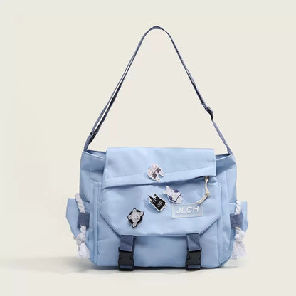 Women's Nylon Handheld One Shoulder Versatile Large Capacity Crossbody Bag Retro Work Travel Postman Bag