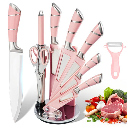 ZENG Conjunto de Facas de Cozinha 9 peças Aço Inoxidável Afiadas Facas de Chef Antiaderentes com Afiador para Cortar Fatiar Picar