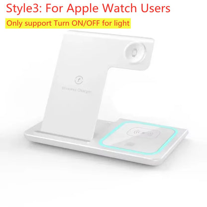 Carregador Sem Fio Dobrável 3 Em 1 De 300W Suporte Pad Estação De Carregamento Rápido De Mesa Para iPhone 16 15 14 13 Samsung Apple Watch Airpods