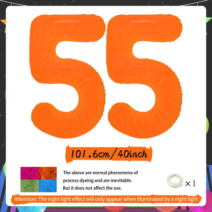 Orange Fluorescent Neon Digital Balloons Glowing Party Balloons Used for Birthday Parties, Anniversaries, Holiday Decorations
