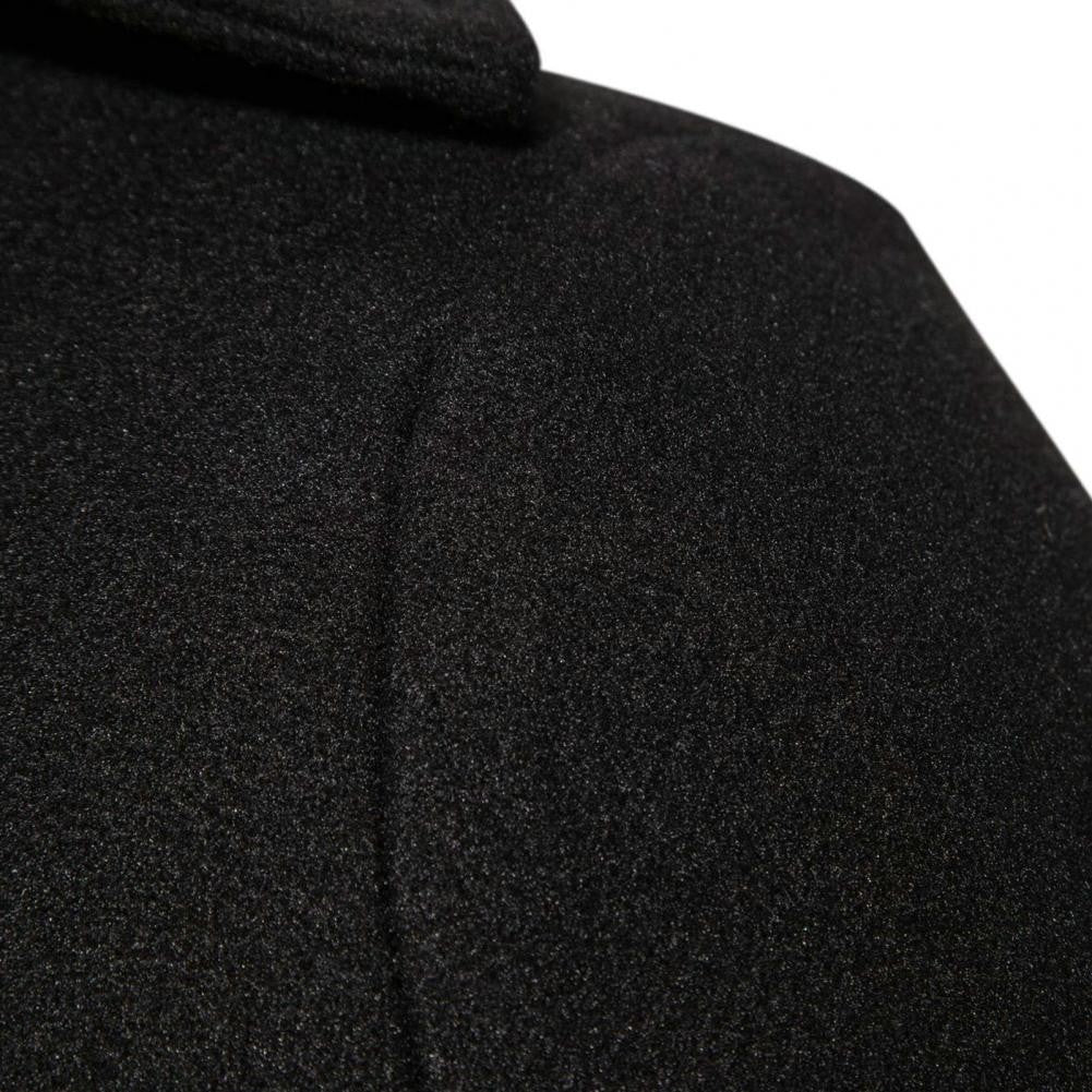 Men Overcoat Double-breasted Slim Fit Mid Length Long Sleeve Thick Windproof Warm Soft Cardigan Buttons Lapel Men Long Coat