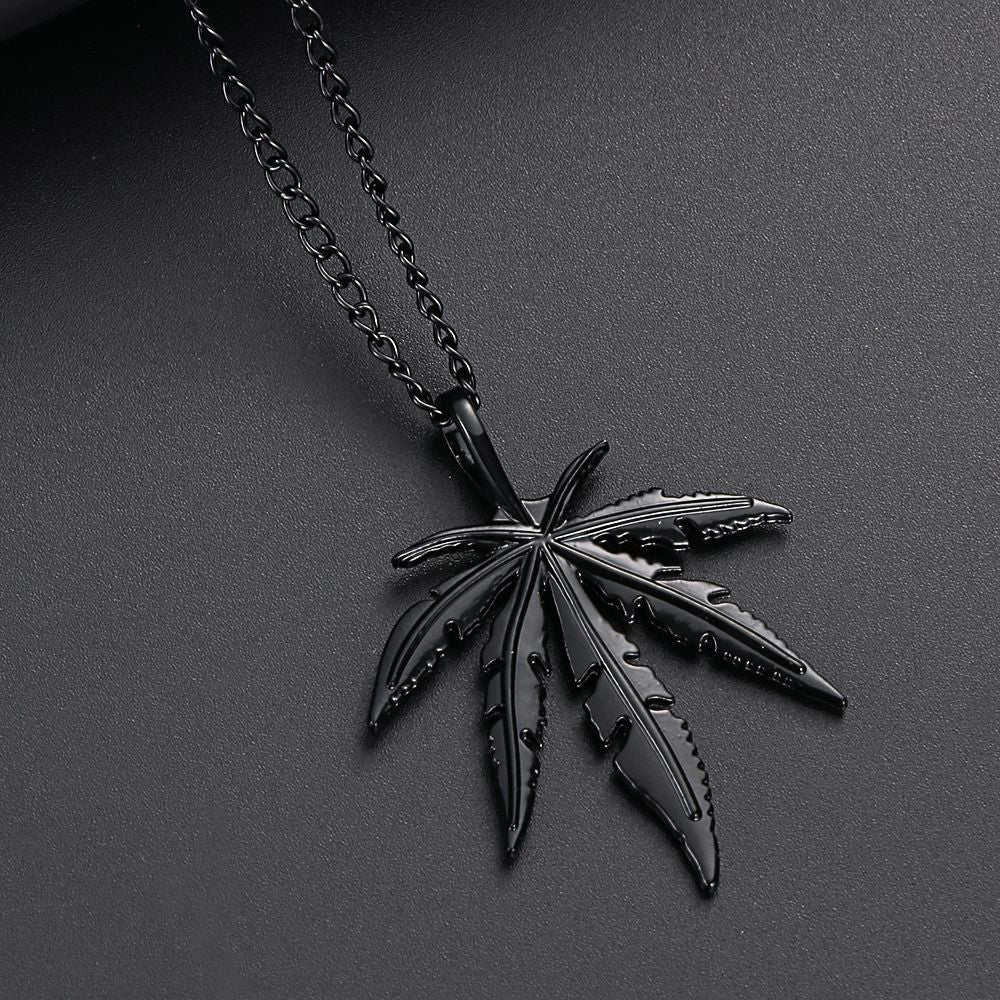 Charm Chain Men Jewelry Rock Titanium Steel Punk Vintage Maple Leaf Necklace Choker Hip Hop Leaf Pendant