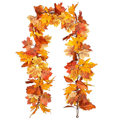 1/2Pcs 175cm Artificial Fall Maple Leaf Garland Fake Plants Autumn Decor Leaves Vine for Thanksgiving Halloween Decoration Gifts