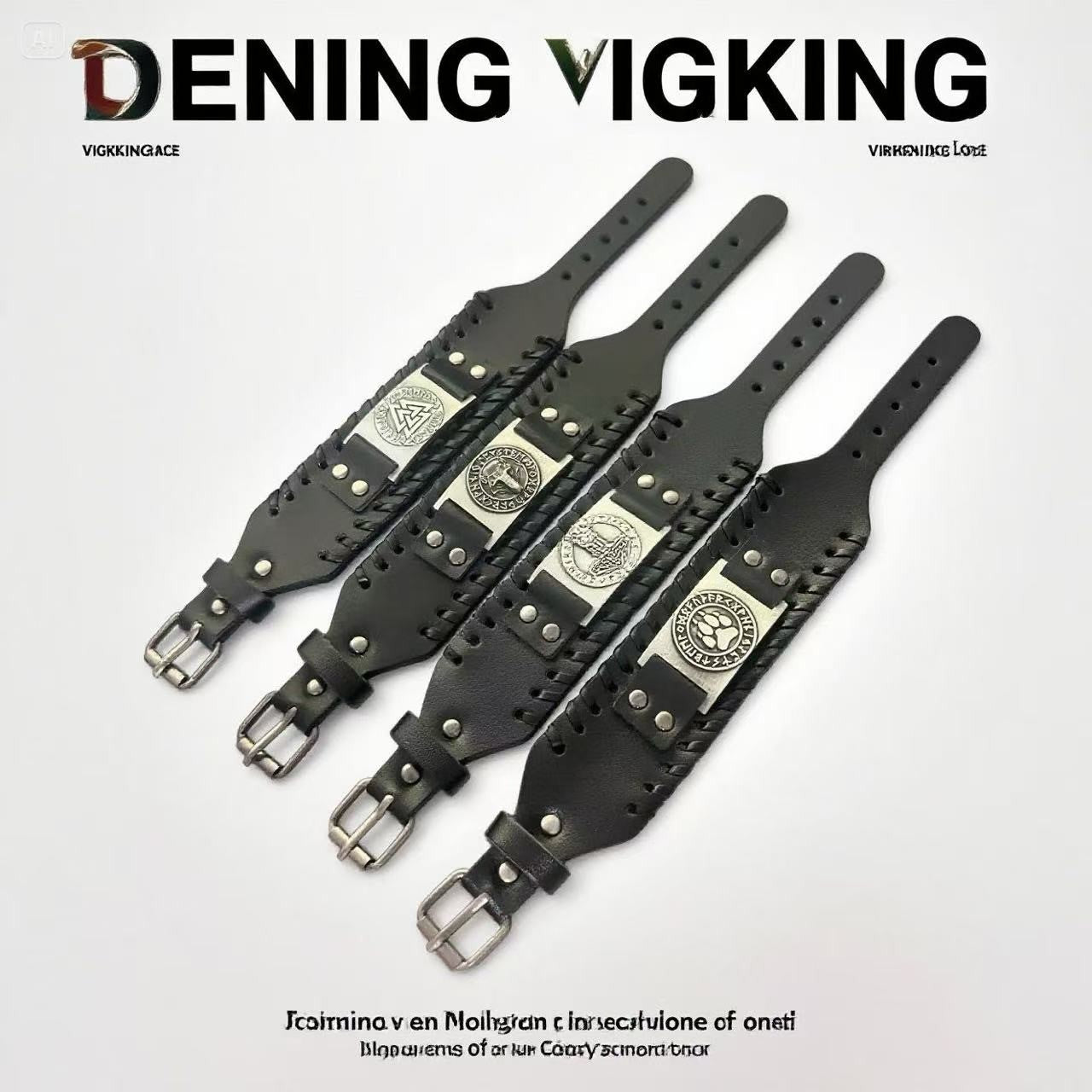 Acessórios de joias de runa viking HNSP pulseira de couro para homens tamanho ajustável
