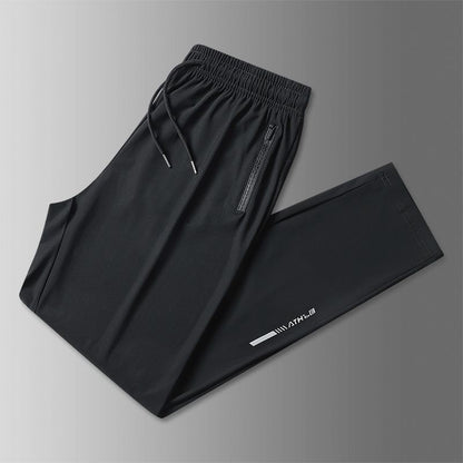 Calça Casual de Seda Gelo para o Verão Fina Solta de Secagem Rápida Elástica Respirável Calça Esportiva Calça Jogger Camisa de Academia Masculina de Futebol Rápido Masculina
