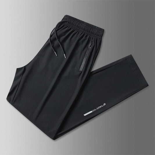 Ice Silk Casual Pants for Summer Thin Loose Fast-drying Stretch Breathable Sports Pants Jogger Man Gym Shirt Quick Football Mens
