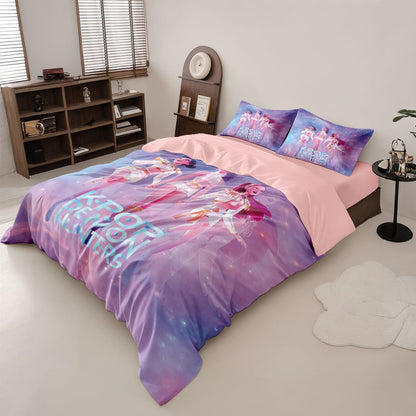 K-Pop Bedding Set Demon Hunters Themed pink or Black other side Print Polyester Student Dormitory  Duvet Cover Boys Girls Gift