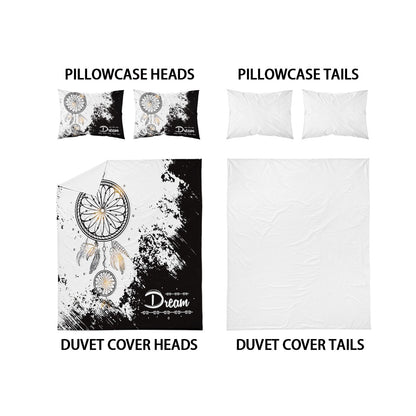 3-piece set, black and white dream catcher pattern printed bedding set, queen, king, double bed, for bedroom, guestroom, hotel