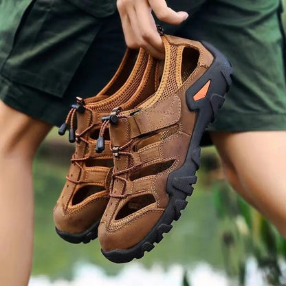New Summer Mens  Sandals Genuine Leather Antiskid Breathable Outdoor Sandalias Trekking Casual Beach Shoe Male Loafers Big Size