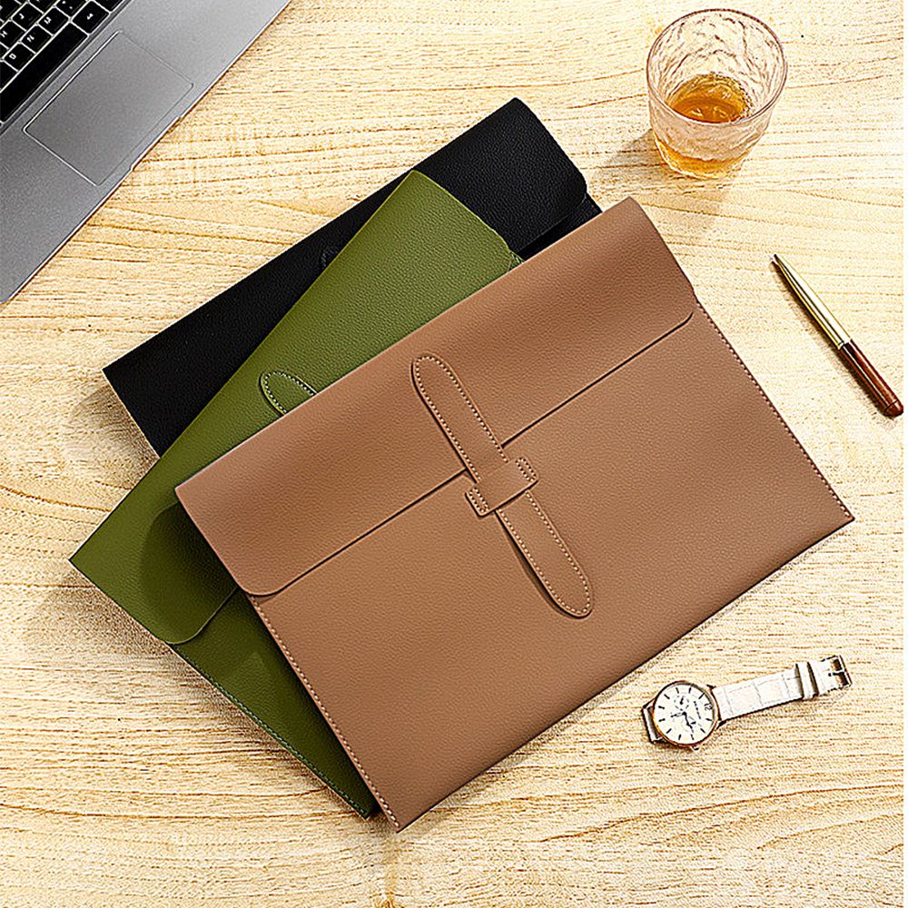 Business Office Luxury Document Bag PU Leather Custom Name Large Capacity A4 Paper File Bag Fashion Engrave Logo Storage Bags