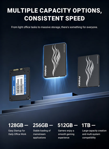SSD KinRam 2.5 SATA3 128GB 120GB para Notebook, Disco Rígido de Estado Sólido Interno de Alta Velocidade SATA 3 para PC Desktop