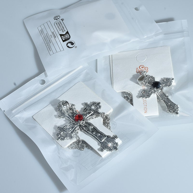 Colar com Pingente de Cruz de Cristal Estilo Punk Gótico Colar de Clavícula Joias Estéticas Presentes para Festa Masculino Feminino