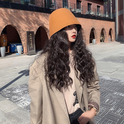High Quality Wool Fisherman Hat Solid Color Bucket Hats Retro Bell-shaped Basin Cap For Woman Autumn Winter Warm Sun Visors Caps