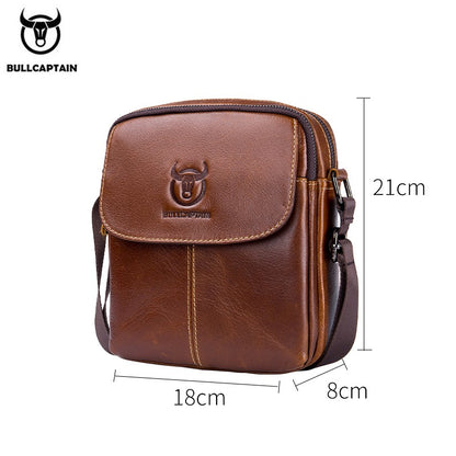 BULLCAPTAIN Leather Men's Messenger Bag Business Shoulder Bags Suitable For 7.9 Inch Ipad Mini High Quality Male Crossbody Bages