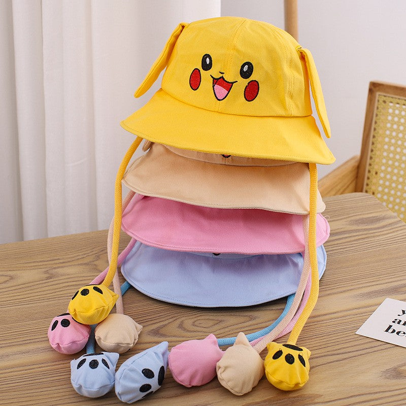 Kids Summer Broad-brimmed Cotton Hats Children Bucket Caps for Beach Holiday Boys Girls Sun Protection Hat Parent-child Outfit