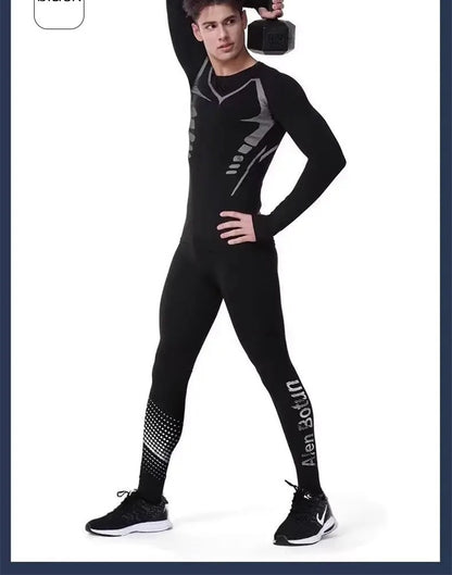 Men's Clothing Winter Warm Undershirts Plush Thermal Underwear Set Elastic Compression Tights Fitness Men's Track Suit Set