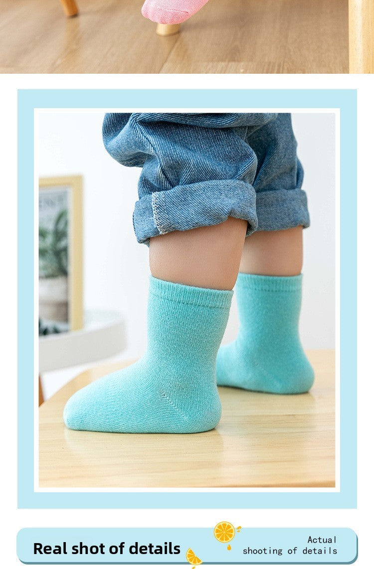 6 Pairs Baby Socks Spring Autumn Cartoon Weather Full Bottom Anti Slip Mid Tube Kids Boys Girls Socks