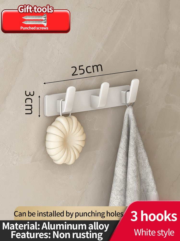 no drill Space Aluminum punch-free Kitchen Hook Bathroom Clothes Hooks Storage Rack Hook Door Wall Hanging Household Accessories