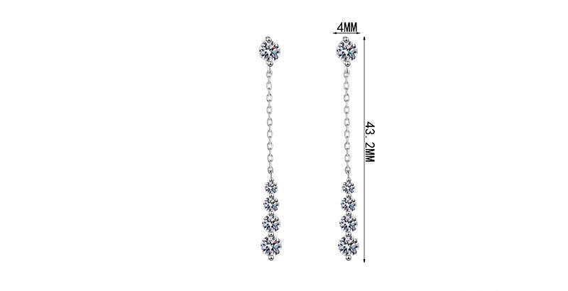Lover Valentine's Day 18K White Gold Girl Friend Birthday Gift 1.92CT Moissanite Diamond Women Wedding PT950 Tassel Earrings