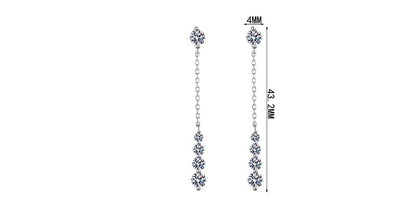 Lover Valentine's Day 18K White Gold Girl Friend Birthday Gift 1.92CT Moissanite Diamond Women Wedding PT950 Tassel Earrings