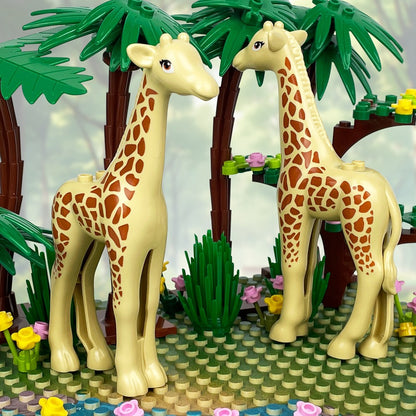 MOC Zoo Animal Building Block Accessories Set  Elephants Camel Deer Medieval Wolves Dinosaur Bricks Tyrannosaurus Model Toy