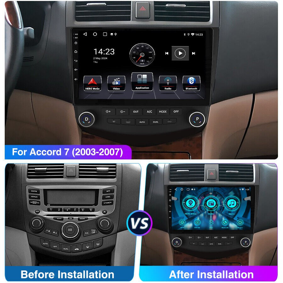 4+64G 10.1" For Honda Accord 7 2003-2007 Android 14 Car Stereo Radio GPS Navi Apple CarPlay WiFi BT Head Unit IPS Touch Screen