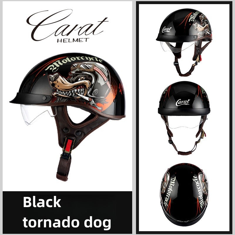 Motorcycle Half Helmet High-quality Retro Carat Multi-Purpose Headgear Classic Design Stylish Safe Comfortable Original Decals