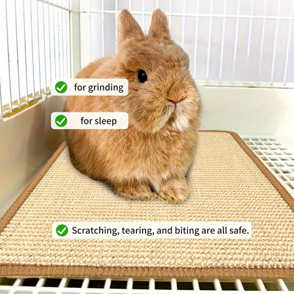 Rabbit Chew & Scratch Mat - Natural Fiber Anti-Slip Pad | Cage Bedding & Teeth Care | Small Pet Sleep & Play