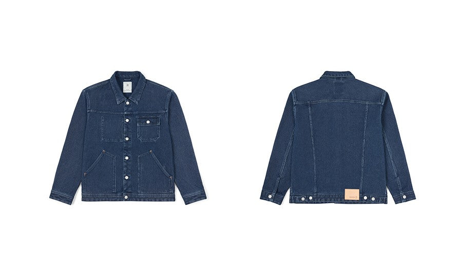 SIMWOOD High Standard 2025 Autumn New Oversize 12oz 100% Cotton Washed Indigo Blue Denim Jackets Fashion Cargo Jackets