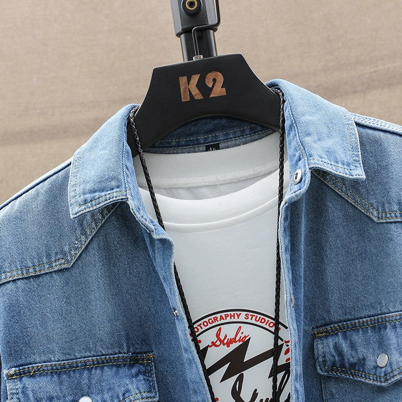 2025 Autumn New style high quality Denim shirts Men's fashion Casual Long Sleeve